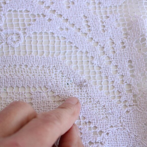 Vintage Table Runner, Small Ivory Lace Tablecloth Or Topper - Picture 10 of 10